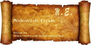 Modrovich Ernye névjegykártya